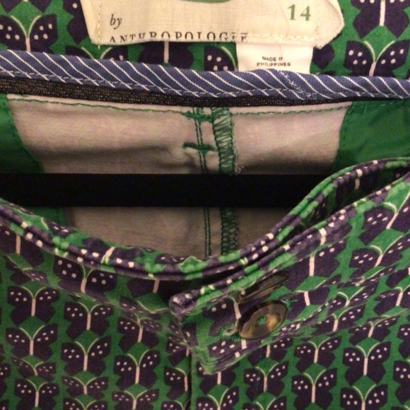Anthropologie Essentials Green Butterfly Pants Size 14 - Picture 5 of 6